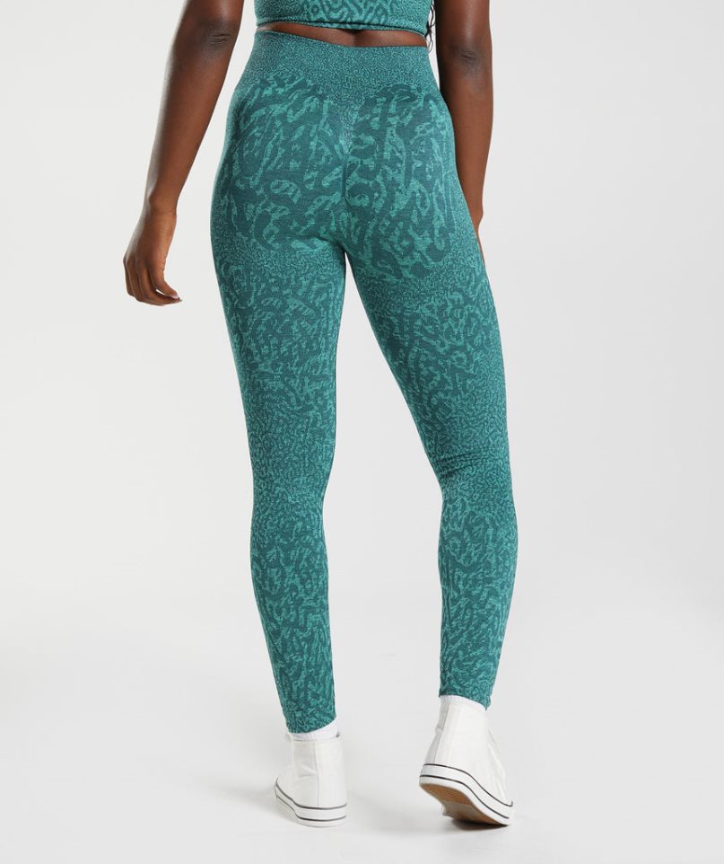 Women's Gymshark Adapt Animal Seamless Leggings Turquoise | NZ 1MGOLV